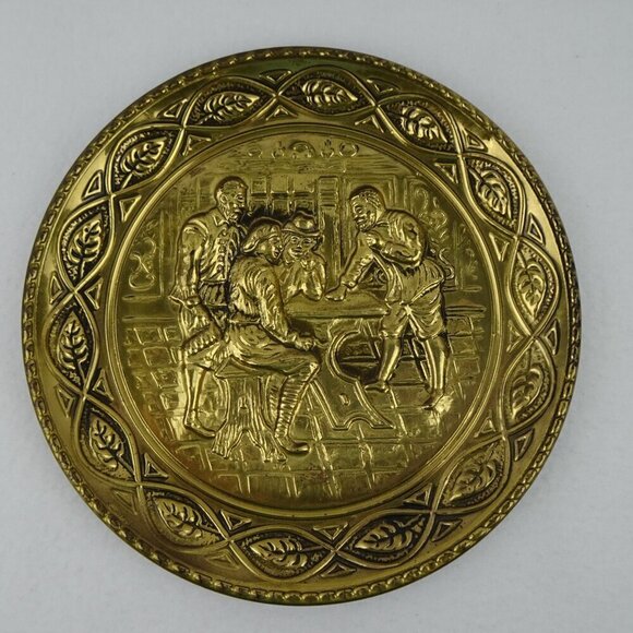 Vintage Brass Tavern Pub Plate Charger Wall Hanging Elpec England MCM - Picture 3 of 6